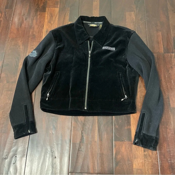 Harley Davidson Women’s Large Full Zip Jacket Velour Knit Riding - Picture 1 of 10